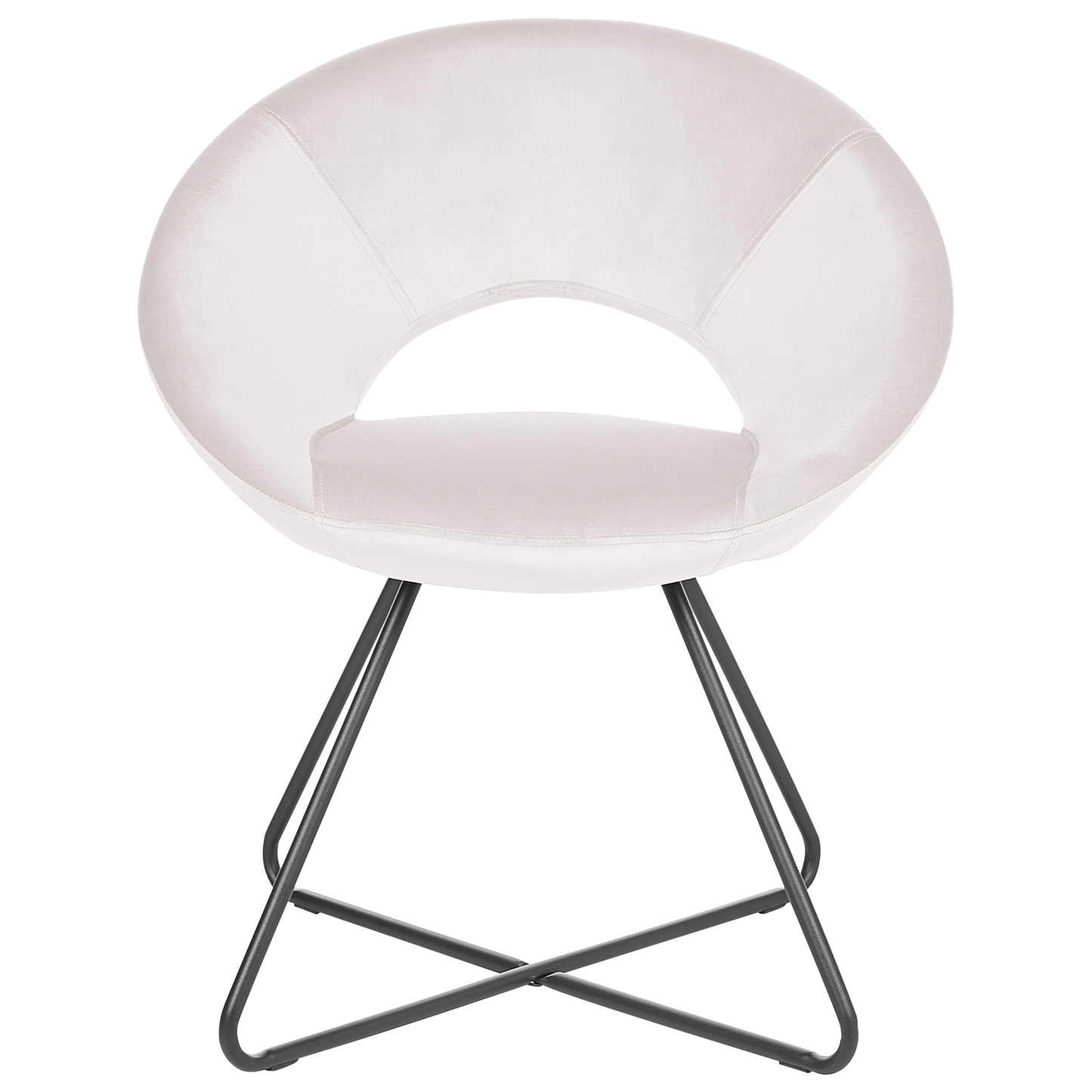Velvet Accent Chair Off White Upholstery Tufted Armless Chair With Black Cross Base Steel Frame