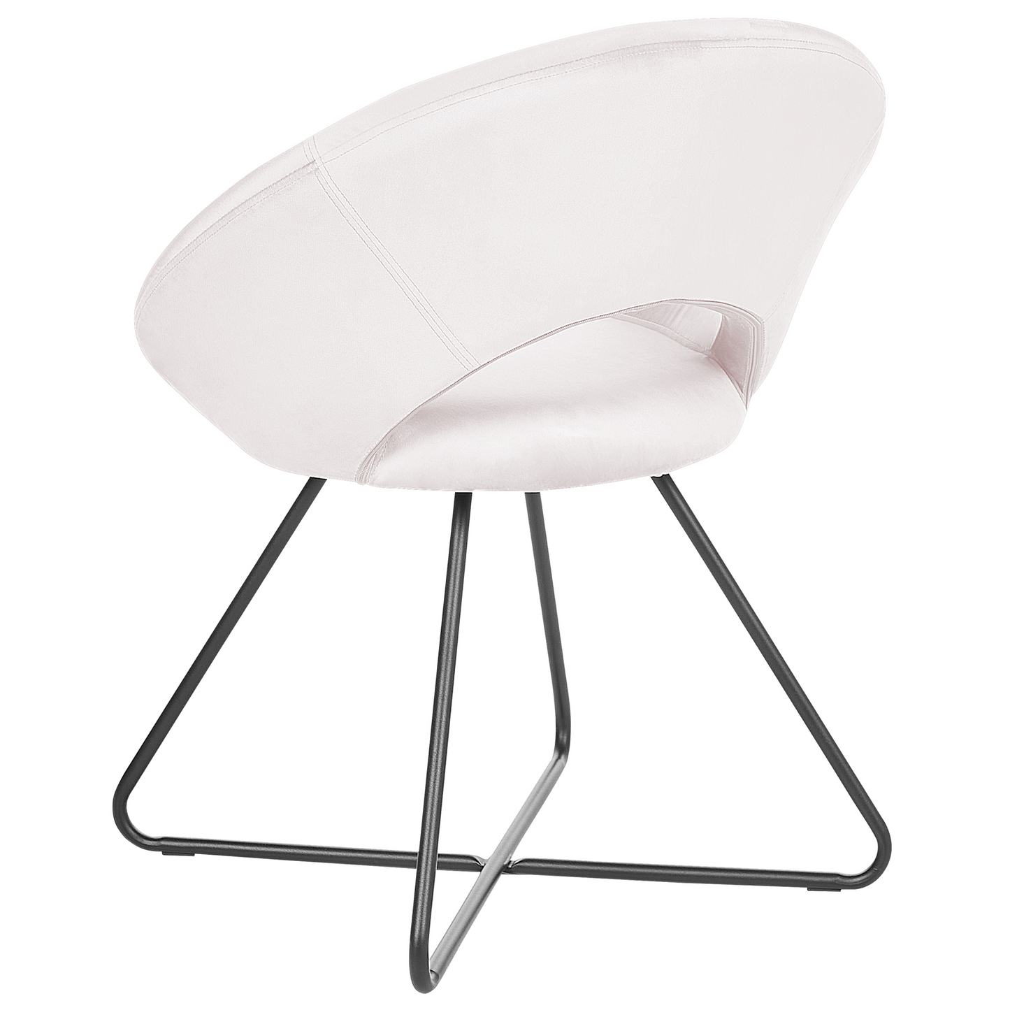Velvet Accent Chair Off White Upholstery Tufted Armless Chair With Black Cross Base Steel Frame