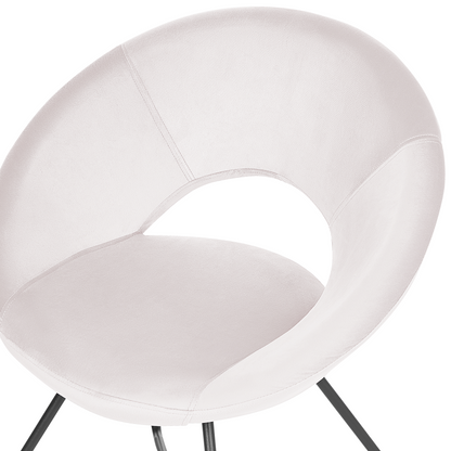 Velvet Accent Chair Off White Upholstery Tufted Armless Chair With Black Cross Base Steel Frame