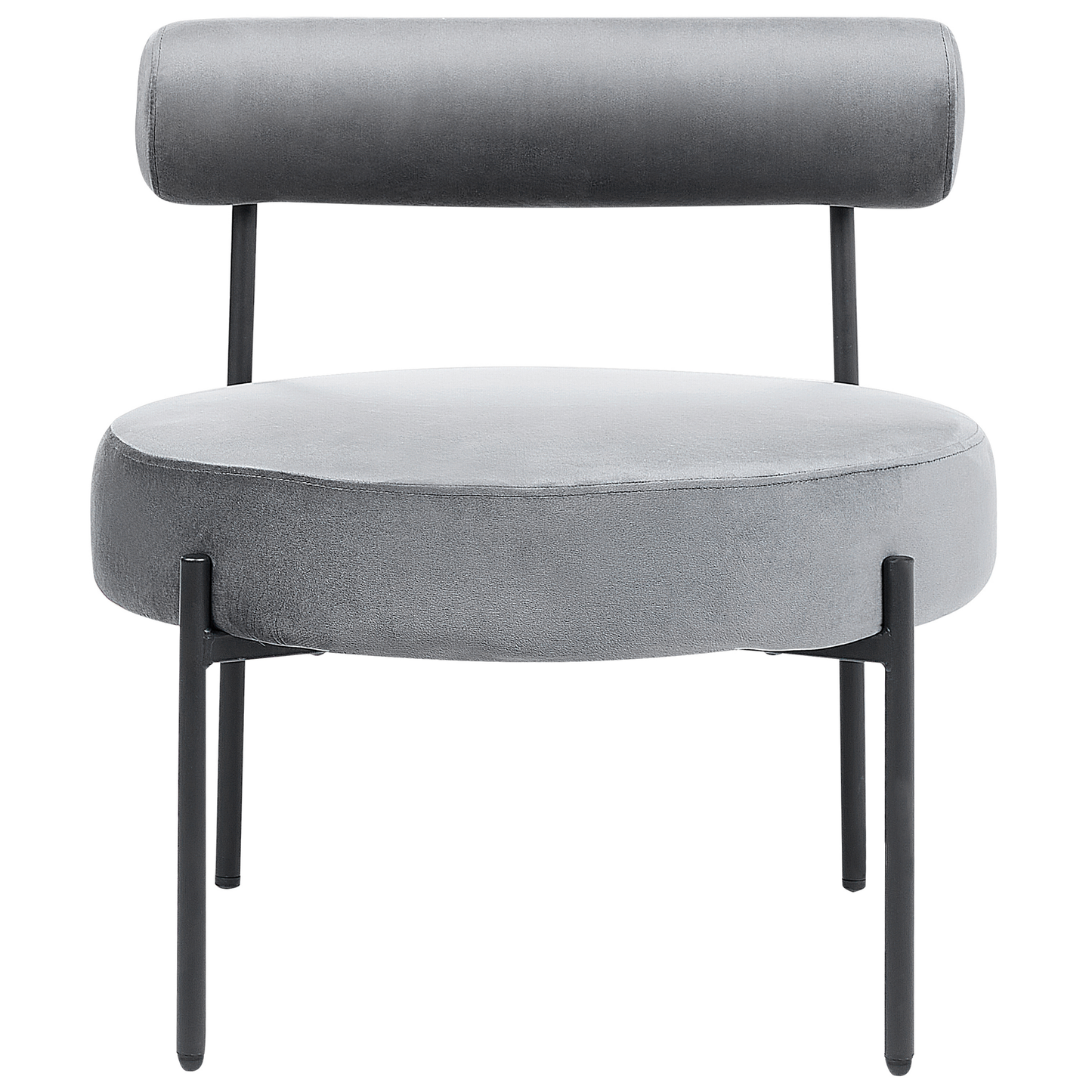 Velvet Armless Chair Grey Round Seat Roll Back Vintage