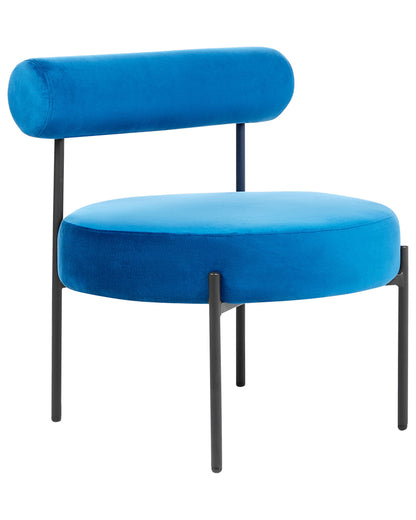 Armless Accent Chair White Boucle Round Seat Black Frame