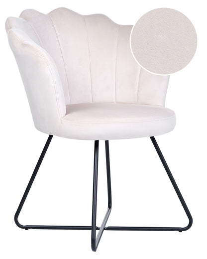 Velvetuxe Armless Chair Off-White Velvet Shell Back Black Metal Frame