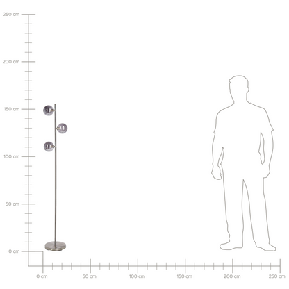 Floor Lamp Silver Glass 3 Round Smoked Shades