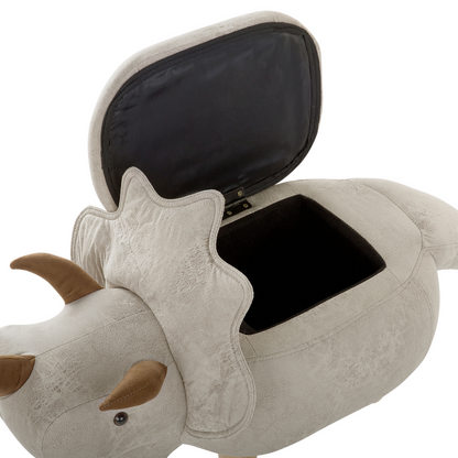 Animal Triceratops Kids Stool Storage Light Grey Upholstered Legs