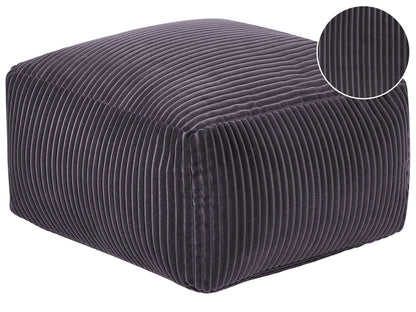 Pouffe Dark Grey Corduroy Footstool with EPS Beads