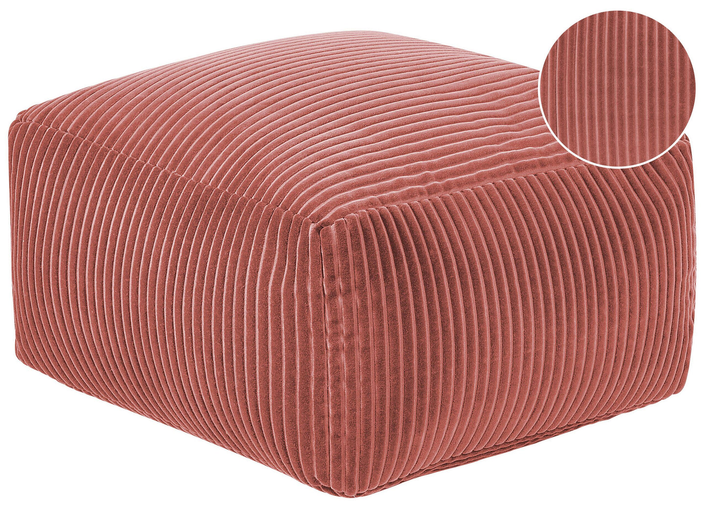 Pouffe Light Red Corduroy EPS Beads Filling Footstool