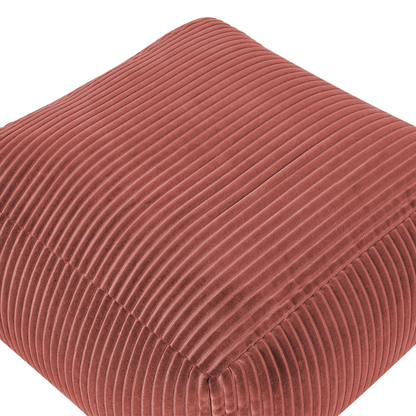 Pouffe Light Red Corduroy EPS Beads Filling Footstool