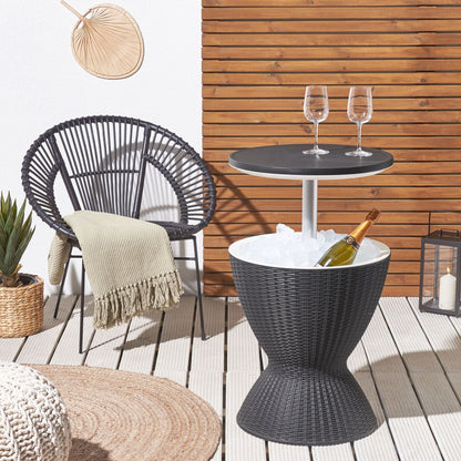 Garden Cool Bar Black Built In Cooler Round Tabletop 49cm