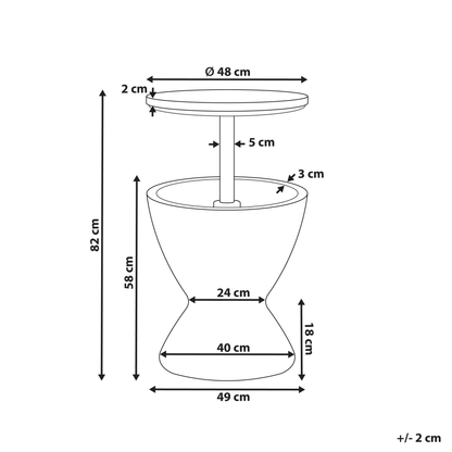 Garden Cool Bar Black Built In Cooler Round Tabletop 49cm