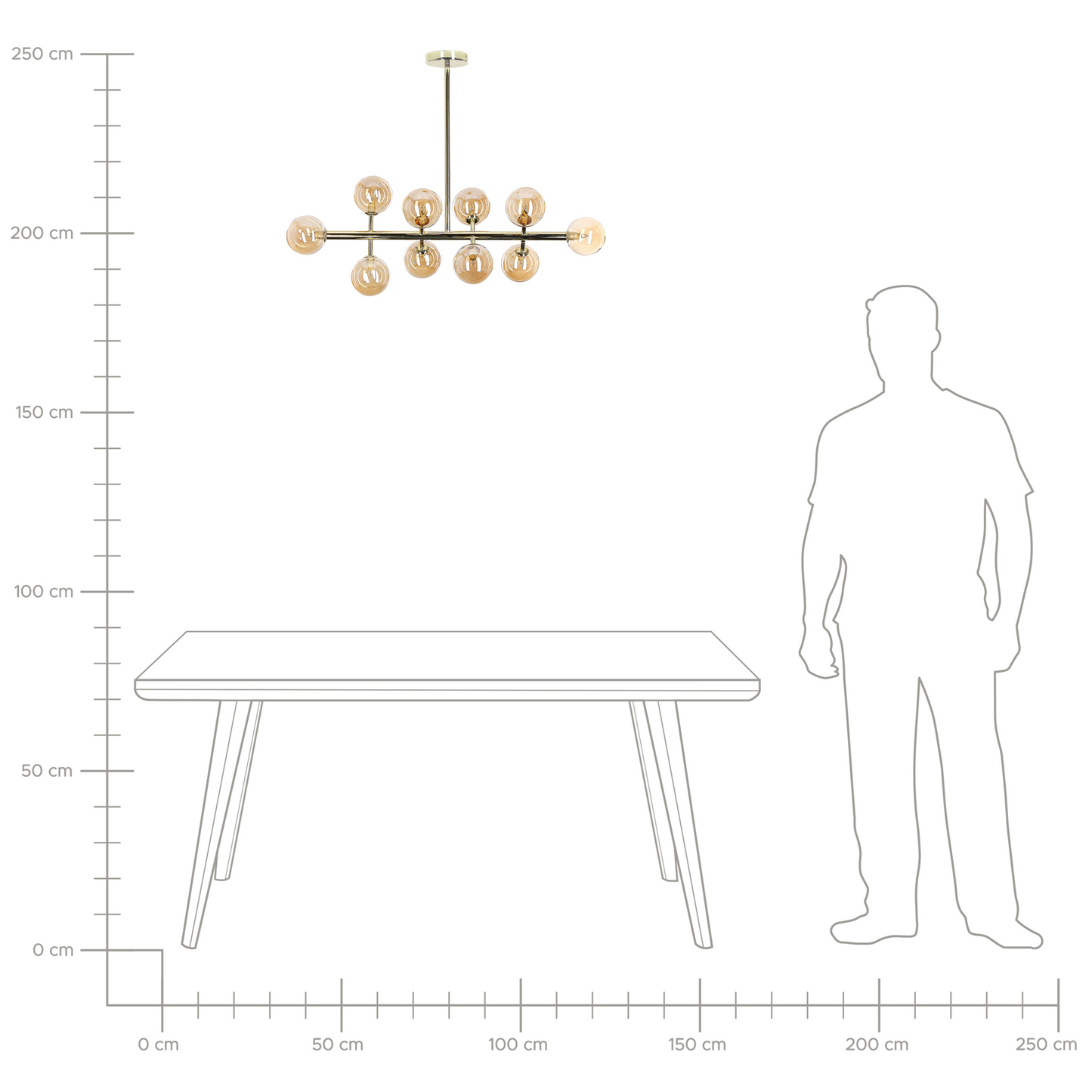 Lighting Pendant Lamp Gold Steel And Glass 10 Lights Modern Ceiling Light