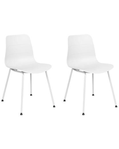 Nordic Line White Minimalist Dining Chairs Set Of 2 With Metal Legs