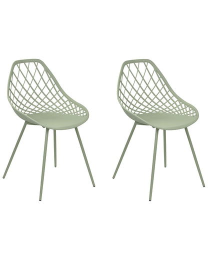 Green Net Back Dining Chairs Set Of 2 Metal Legs