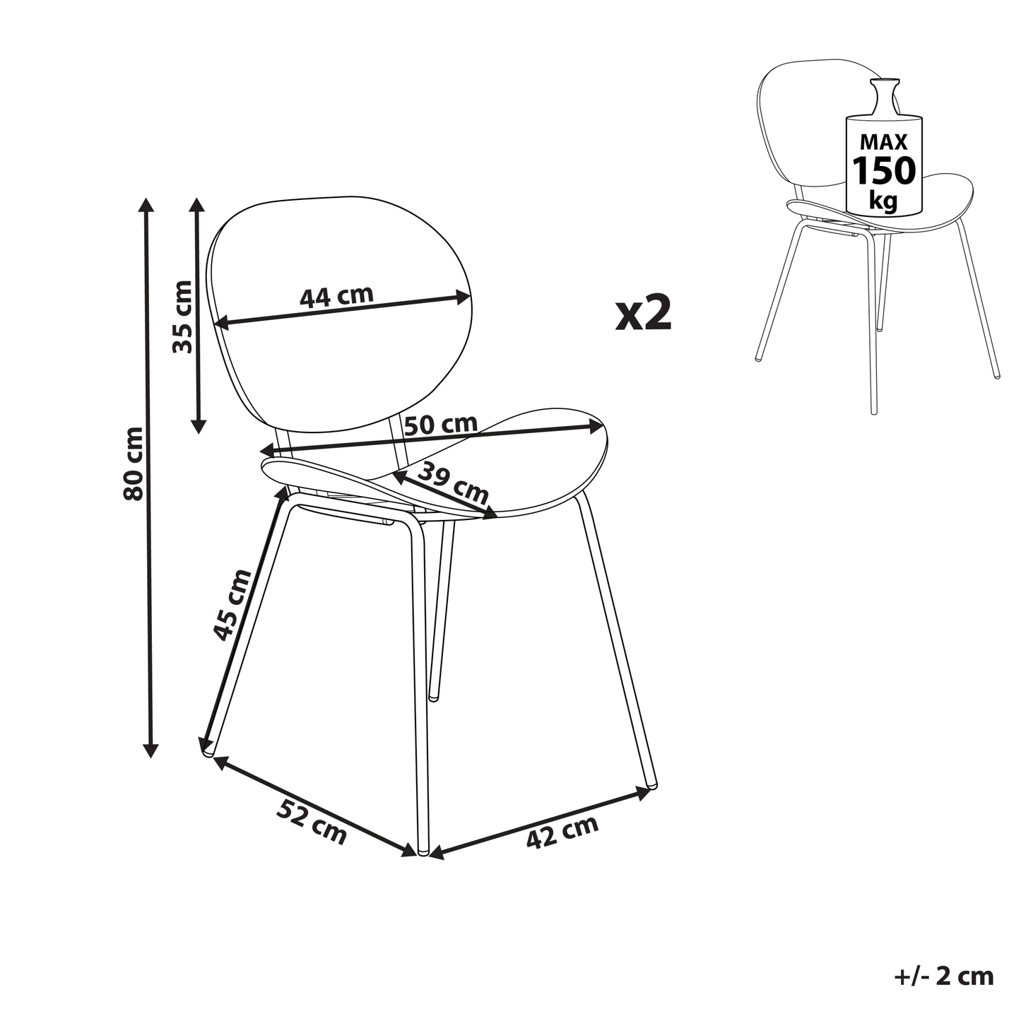 White Dining Chairs Set Of 2 Minimalist Synthetic Seat