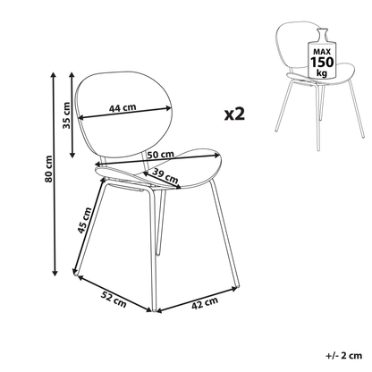 White Dining Chairs Set Of 2 Minimalist Synthetic Seat