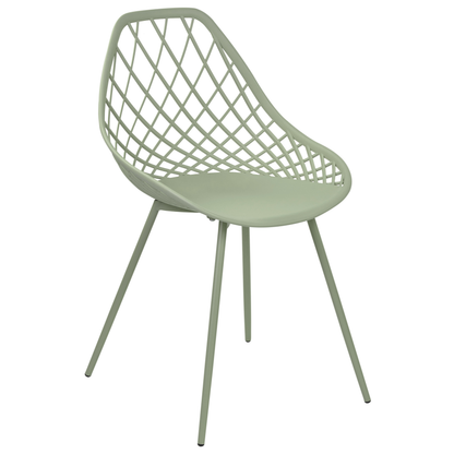 Green Net Back Dining Chairs Set Of 2 Metal Legs