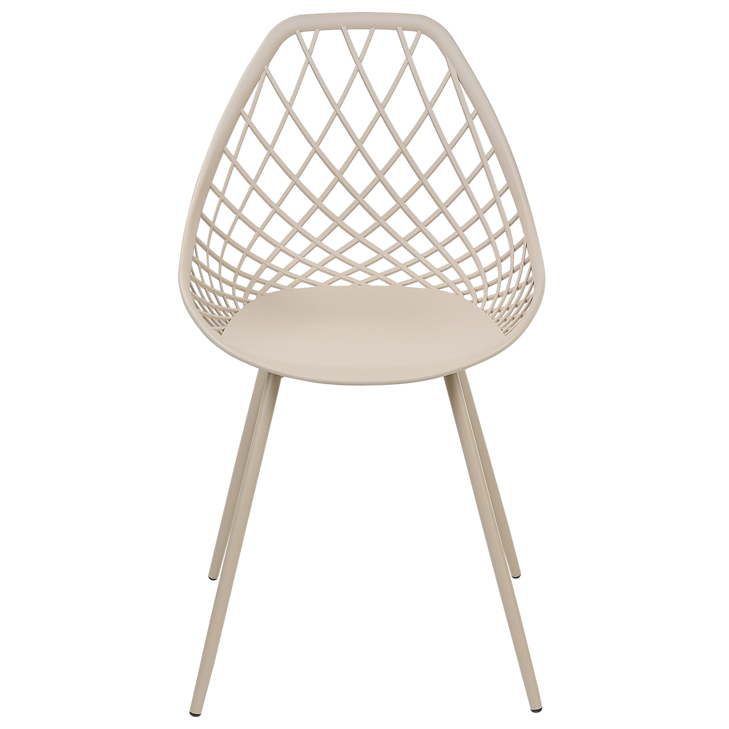 Set Of 2 Beige Dining Chairs With Net Backrest