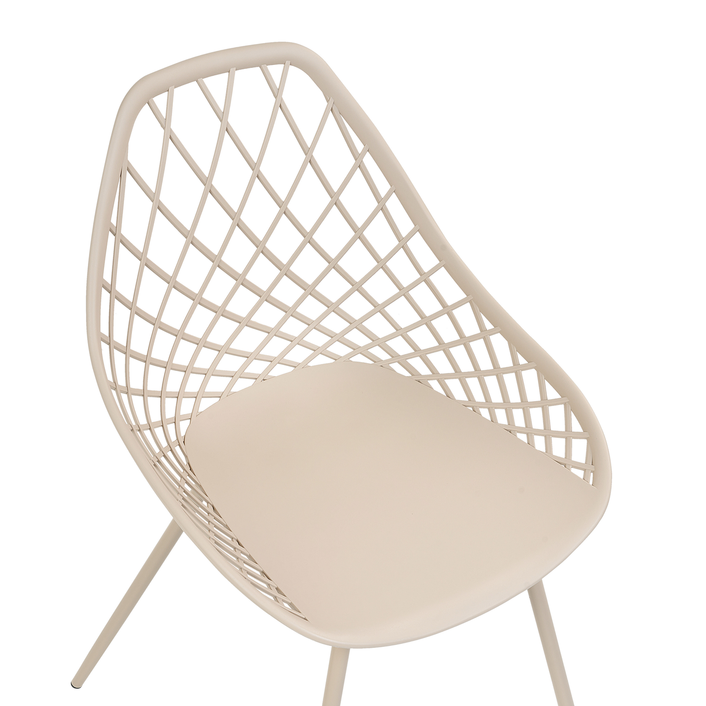 Set Of 2 Beige Dining Chairs With Net Backrest