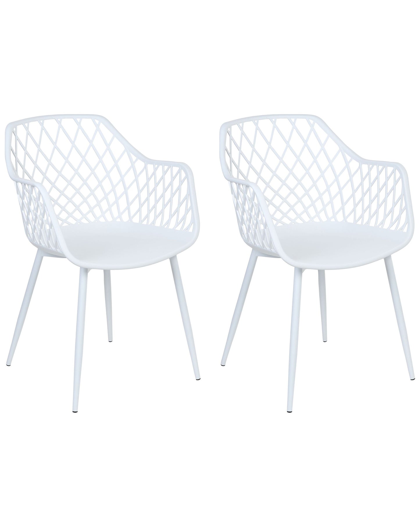 Pai Set Of 2 White Synthetic Seat Dining Chairs Open Net Back Legs
