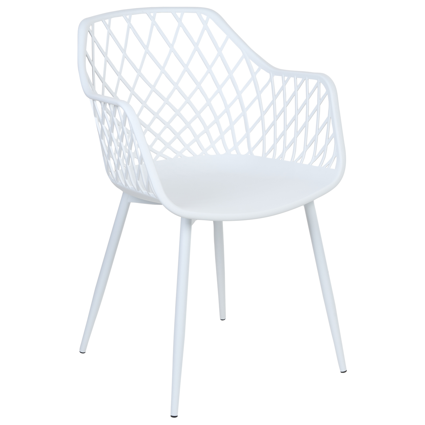 Pai Set Of 2 White Synthetic Seat Dining Chairs Open Net Back Legs