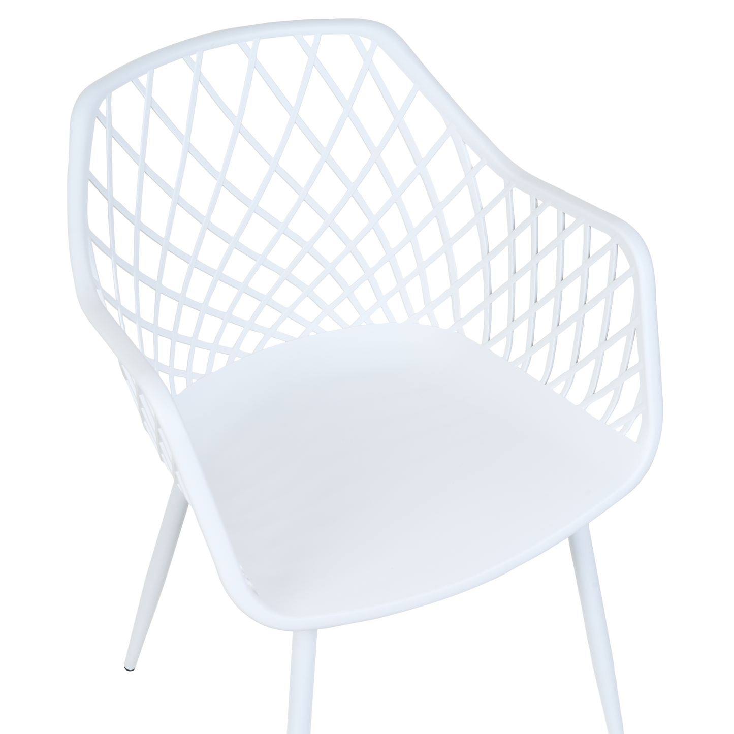 Pai Set Of 2 White Synthetic Seat Dining Chairs Open Net Back Legs