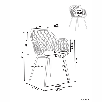 Pai Set Of 2 Black Dining Chairs With Synthetic Seats And Open Net Back Modern Scandinavian Style
