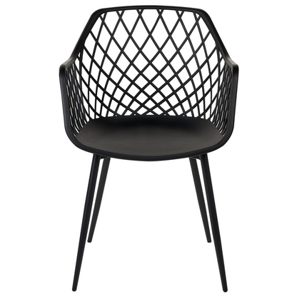 Pai Set Of 2 Black Dining Chairs With Synthetic Seats And Open Net Back Modern Scandinavian Style