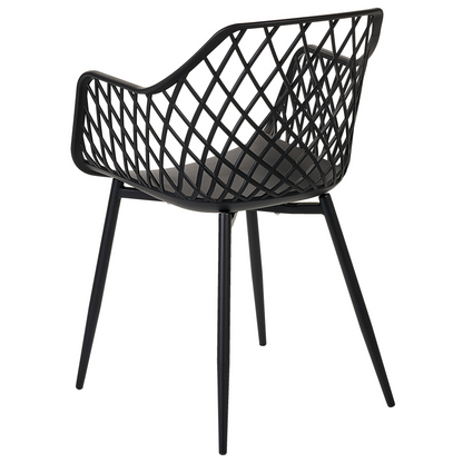 Pai Set Of 2 Black Dining Chairs With Synthetic Seats And Open Net Back Modern Scandinavian Style