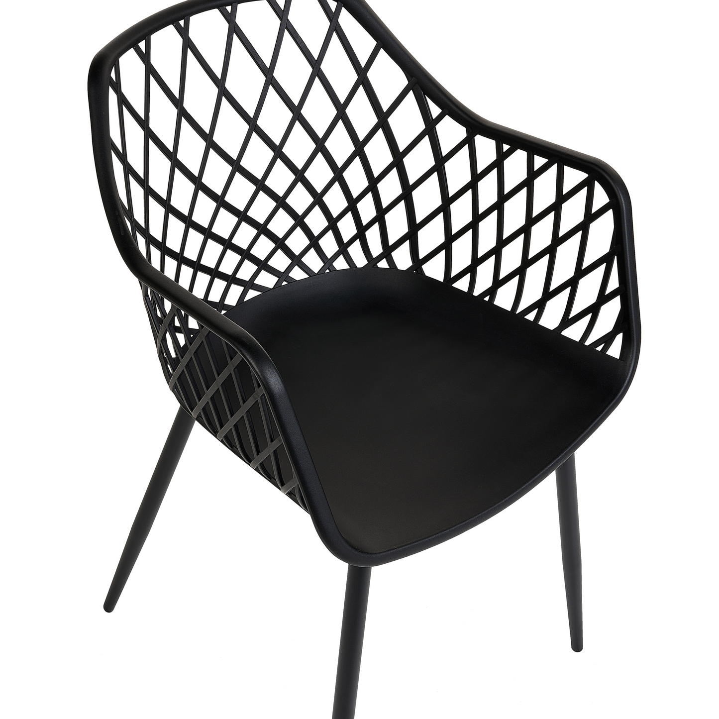 Pai Set Of 2 Black Dining Chairs With Synthetic Seats And Open Net Back Modern Scandinavian Style