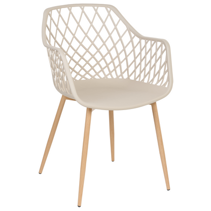 Nordic Dining Chairs Set of 2 Beige Synthetic Seat Open Net Back