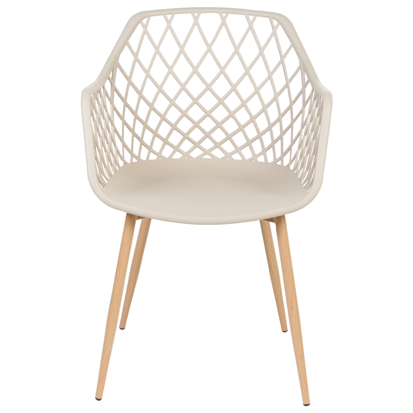 Nordic Dining Chairs Set of 2 Beige Synthetic Seat Open Net Back