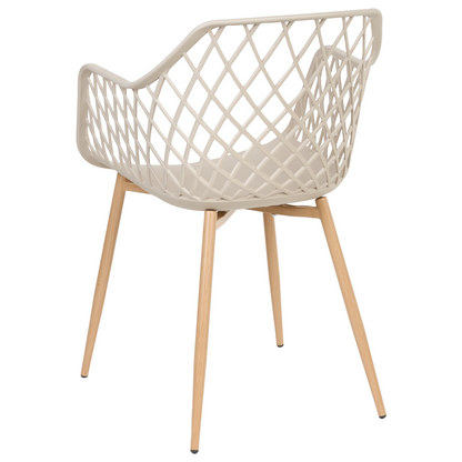 Nordic Dining Chairs Set of 2 Beige Synthetic Seat Open Net Back