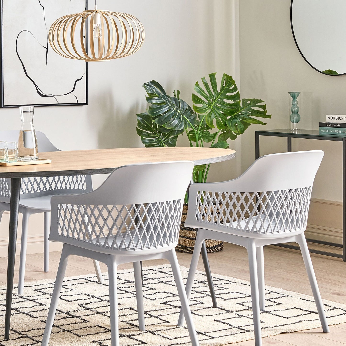 Set Of 2 Light Grey Dining Chairs With Ergonomic Backrest