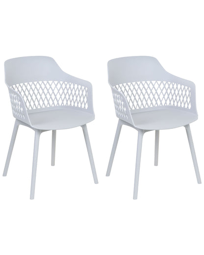 Set Of 2 Light Grey Dining Chairs With Ergonomic Backrest