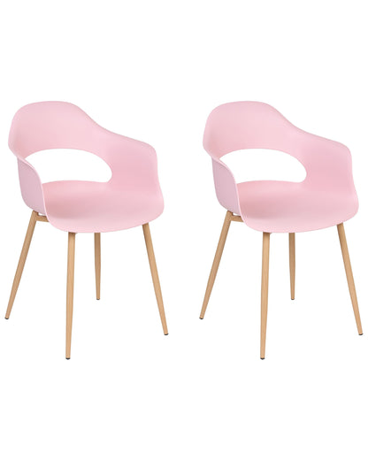 Home Pink Dining Chairs Set Of 2 With Sleek Legs