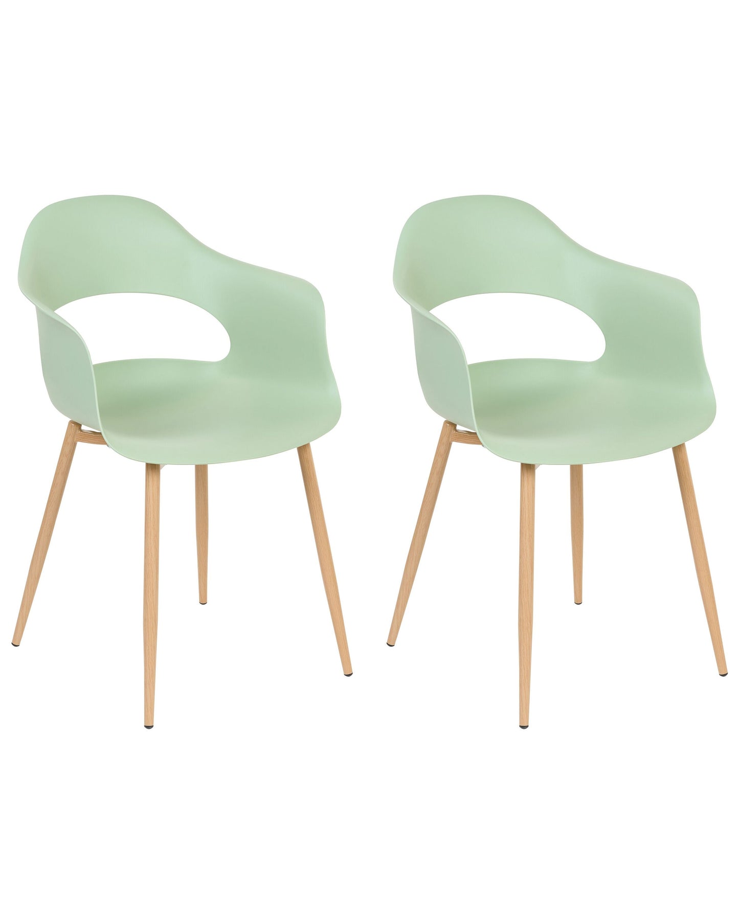 Set Of 2 Light Green Dining Chairs With Sleek Legs In Synthetic Material