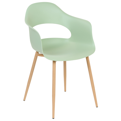 Set Of 2 Light Green Dining Chairs With Sleek Legs In Synthetic Material