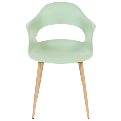 Set Of 2 Light Green Dining Chairs With Sleek Legs In Synthetic Material