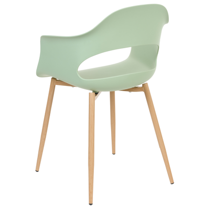 Set Of 2 Light Green Dining Chairs With Sleek Legs In Synthetic Material