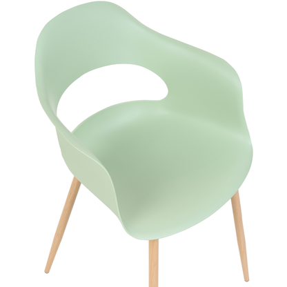 Set Of 2 Light Green Dining Chairs With Sleek Legs In Synthetic Material