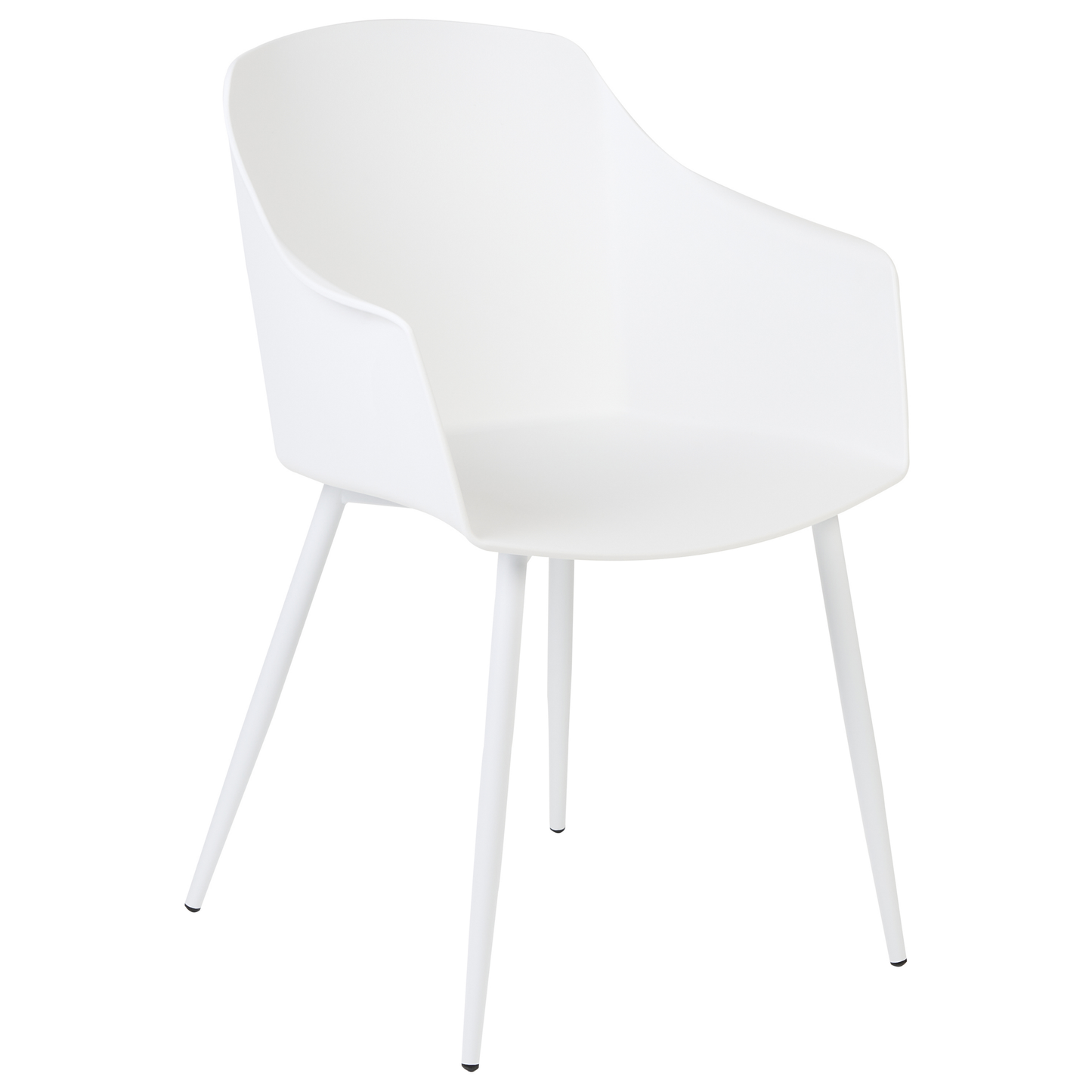 Set Of 2 White Plastic Dining Chairs With Armrests
