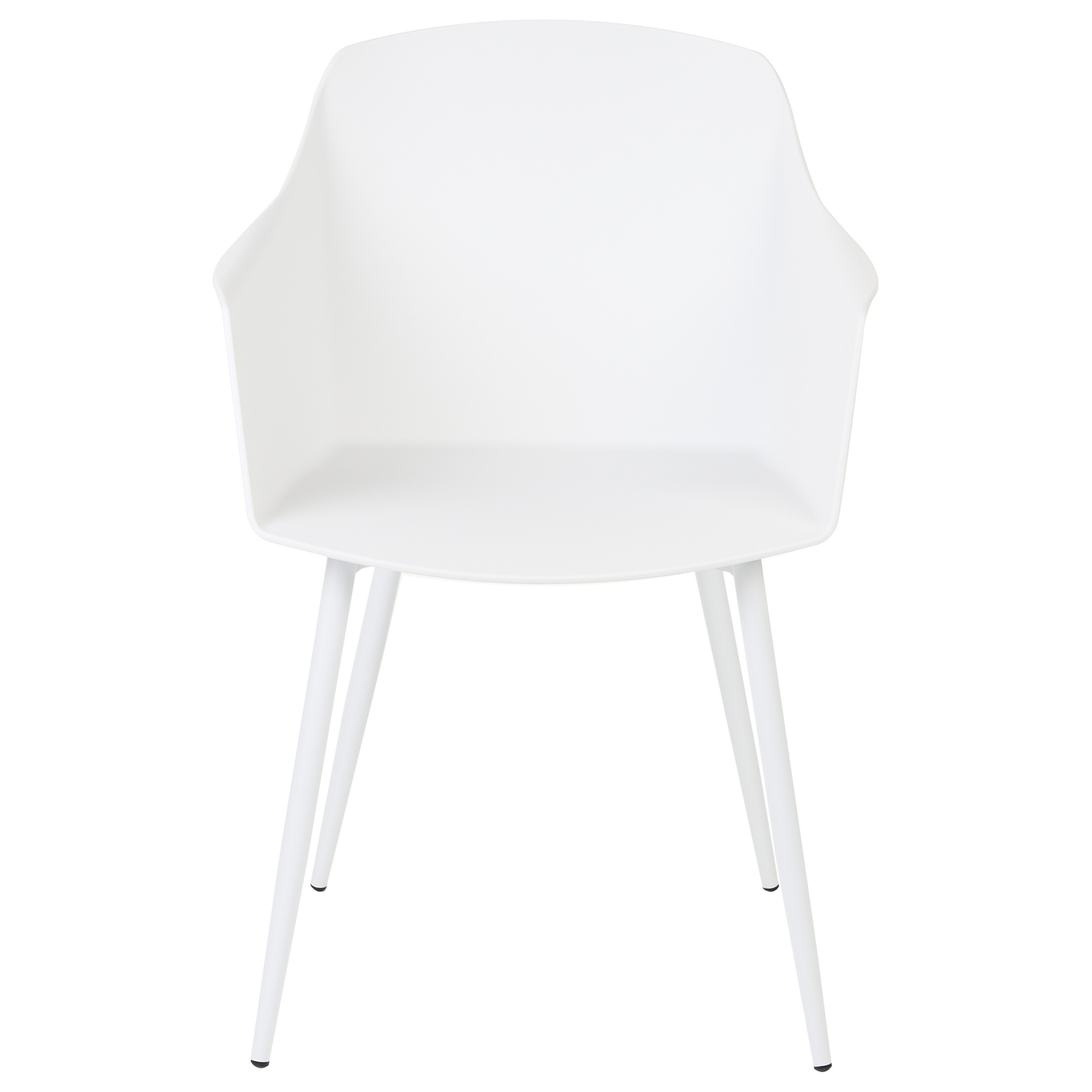 Set Of 2 White Plastic Dining Chairs With Armrests