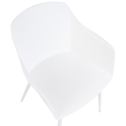 Set Of 2 White Plastic Dining Chairs With Armrests