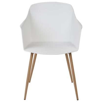 Set Of 2 Light Green Plastic Dining Chairs With Armrests