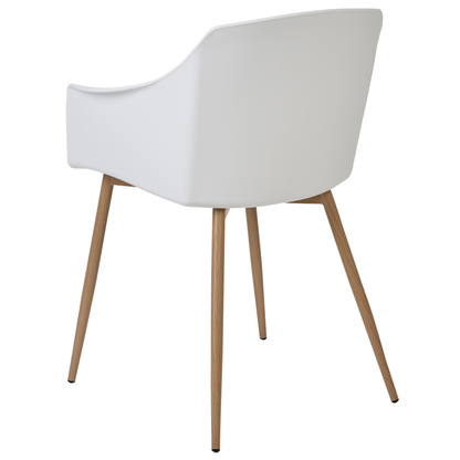 Set Of 2 Light Green Plastic Dining Chairs With Armrests