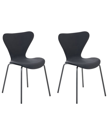 Set Of 2 Black Armless Dining Chairs With Metal Legs