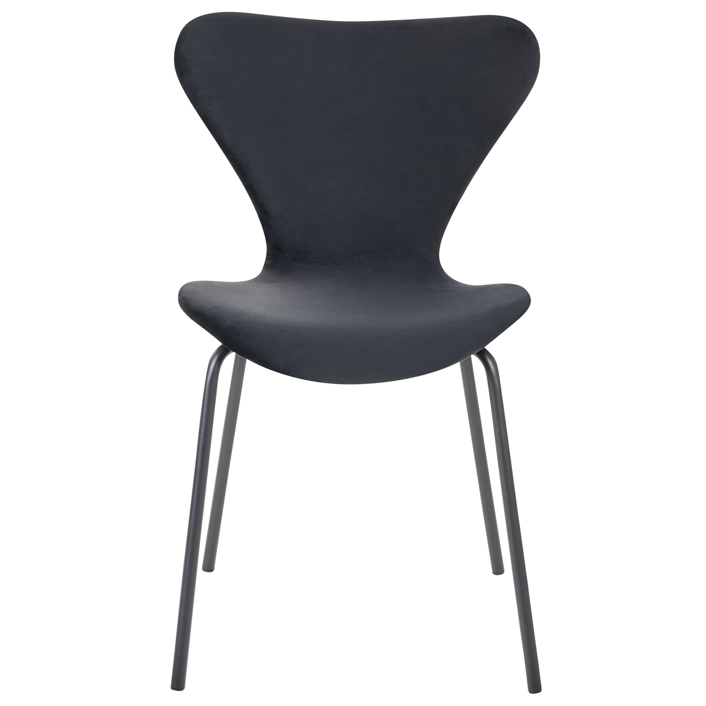 Set Of 2 Black Armless Dining Chairs With Metal Legs