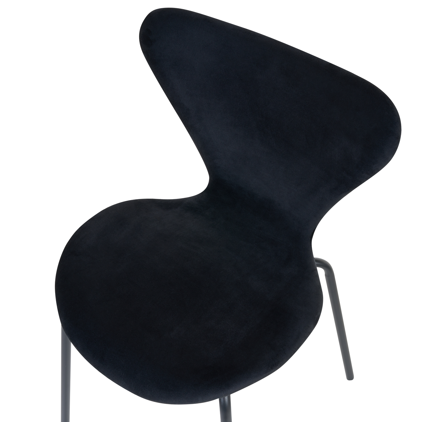 Set Of 2 Black Armless Dining Chairs With Metal Legs