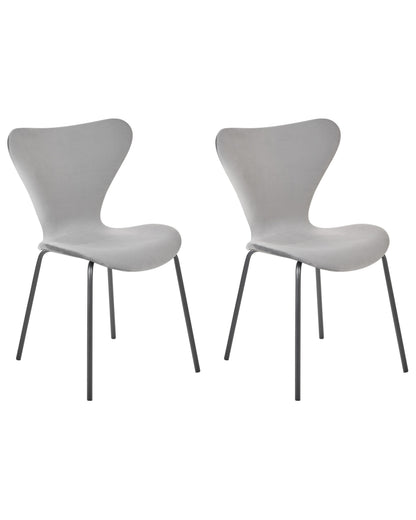 Velvet Dining Chairs Set Of 2 Light Grey Black Metal Legs