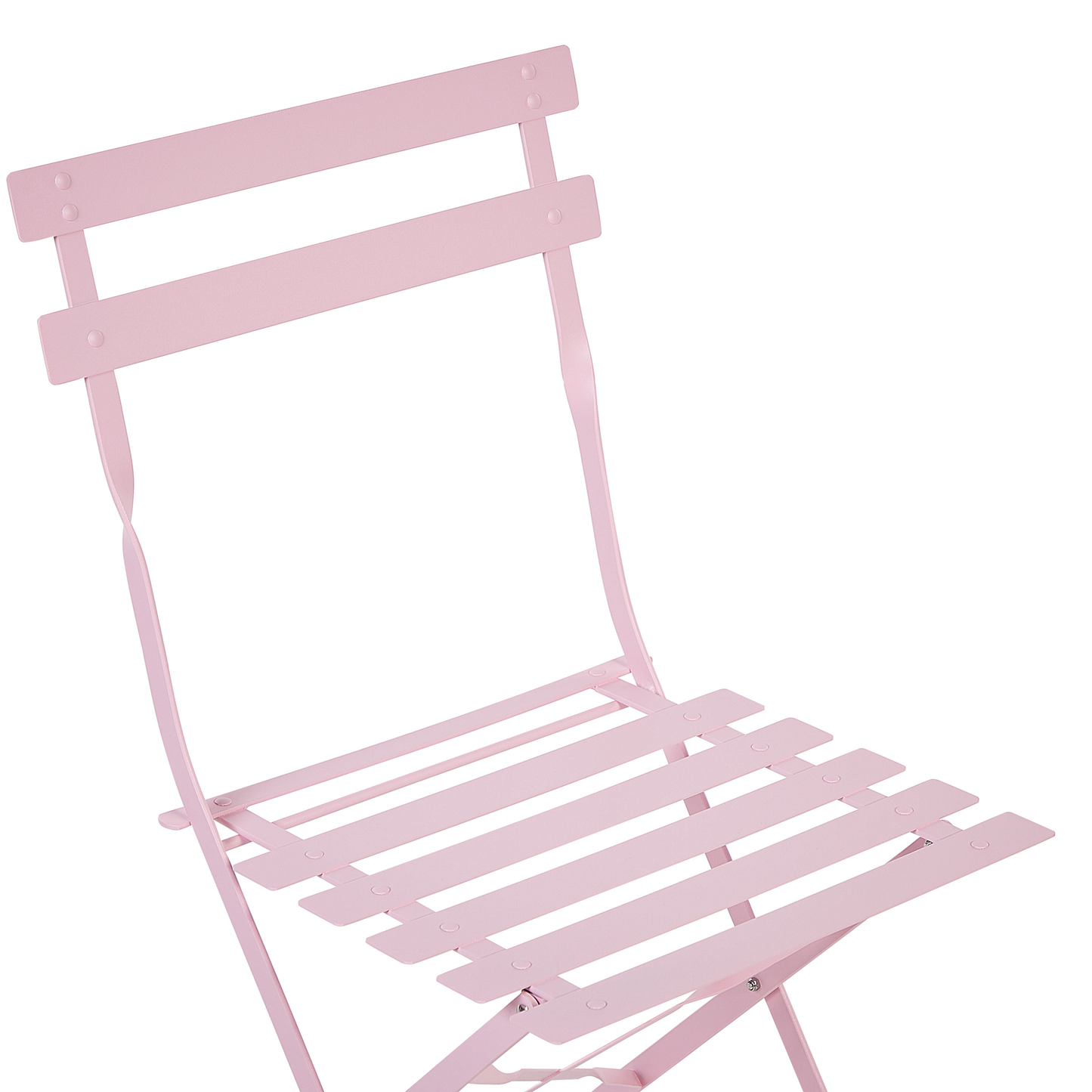 Pastel Pink 3 Piece Bistro Set Folding Metal Chairs Table