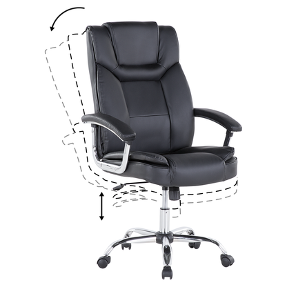 Office Executive Chair Black Faux Leather Swivel